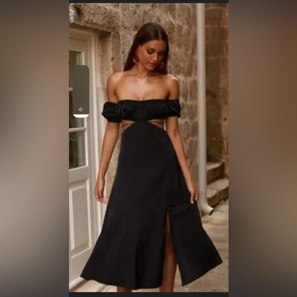 Alamour the label black sleek dress with cutouts.